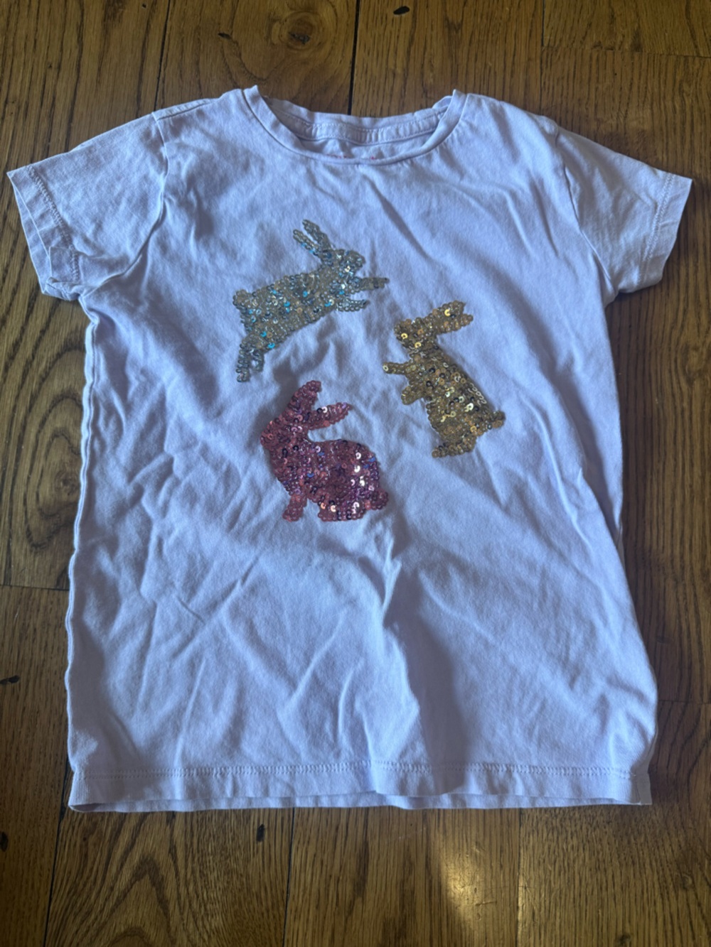 Crewcuts White Tee with Sequin Bunny Trio